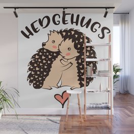 Hedgehugs Cute Hedgehog Hugs Wall Mural