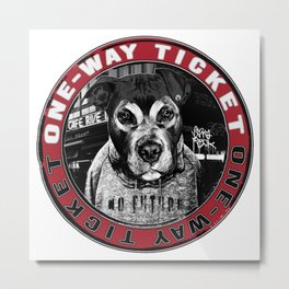Dog in the City (one-way ticket) Metal Print | Surrealism, Paris, Urban, Collage, Streetart, Dog, Punk, Digital, Escutcheon, Anarchy 