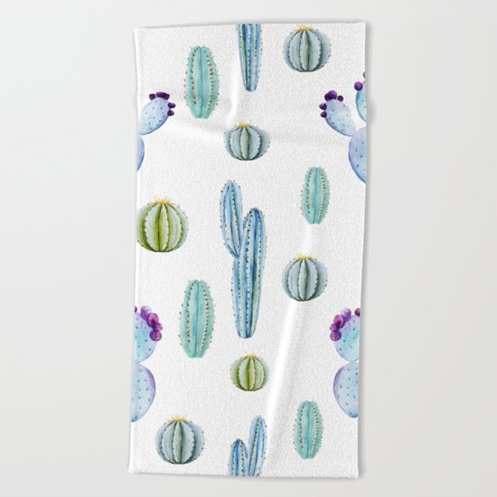 Cactus Pattern 01 Beach Towel
