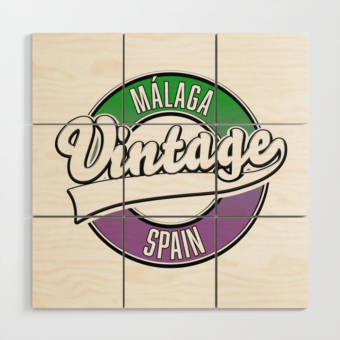 Málaga spain vintage style logo. Wood Wall Art