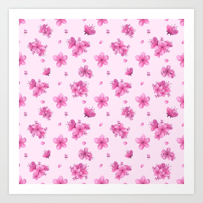 Cherry Blossom Flower Pattern 25 Art Print