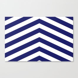 Navy and White Chevron Stripes Canvas Print