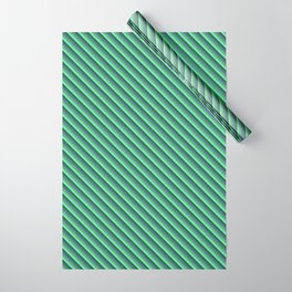[ Thumbnail: Slate Blue, Lime Green, Sky Blue, and Green Colored Lines/Stripes Pattern Wrapping Paper ]