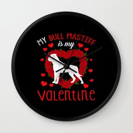 Dog Animal Hearts Day Mastiff My Valentines Day Wall Clock