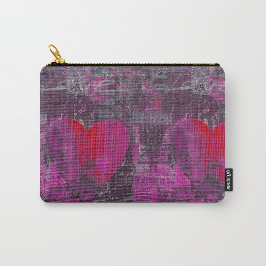 Passion red purple heart mixed media art Carry-All Pouch