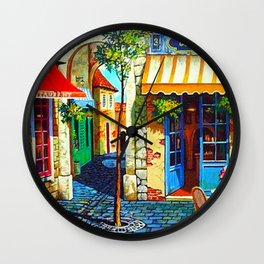 Paris Cafe, Montemartre colorful portrait painting for home decor Wall Clock