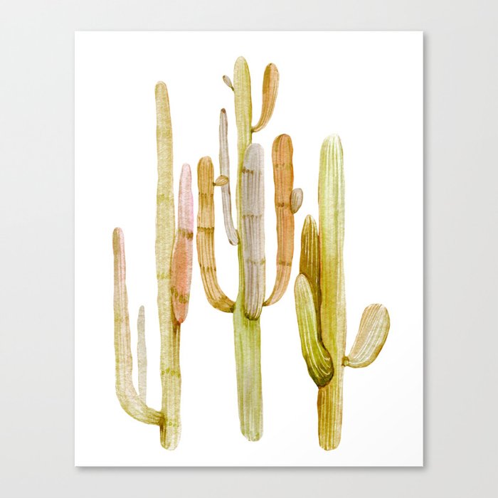 Minimalist Cactus Drawing Watercolor Painting Southwestern Green