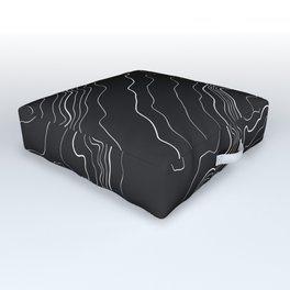 Black & White Topography map Outdoor Floor Cushion