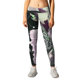 Birth and Death, Day and Night Leggings | Birth, Dark, Symbol, Flora, Abstract, Night, Floral, Geometry, Flower, Forest 