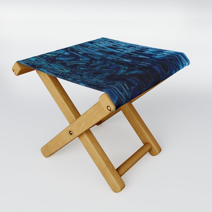 Blue Surreal Zigzag Pattern Folding Stool