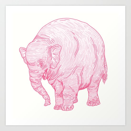 Pink Elephant Art Print