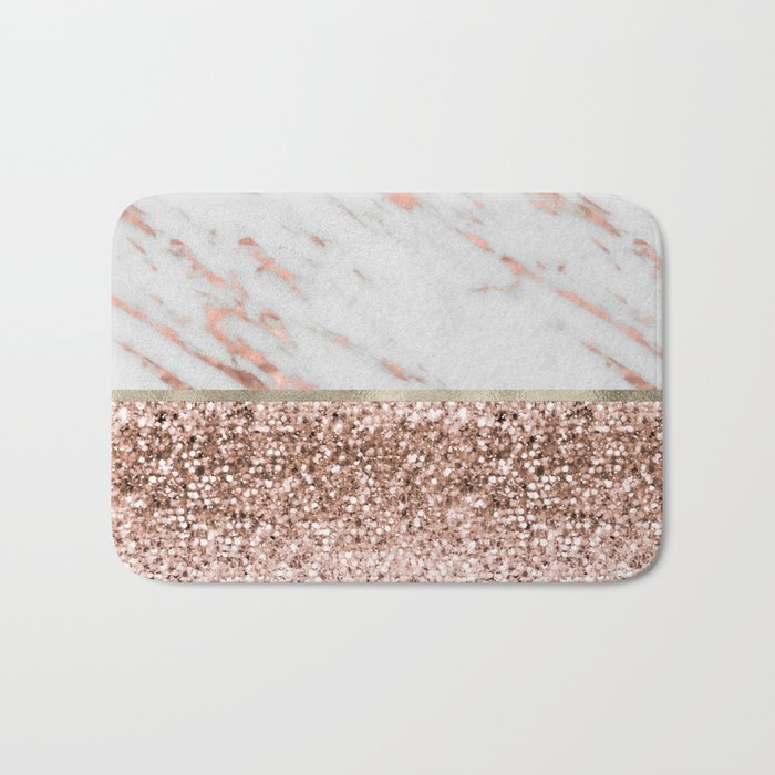 Warm chromatic - rose gold marble Bath Mat