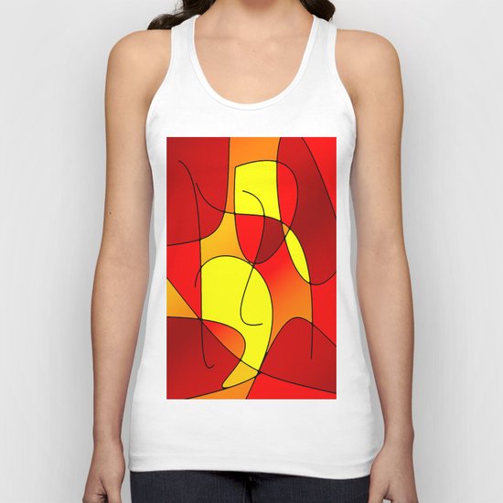 ABSTRACT CURVES #1 (Reds, Oranges & Yellows) Unisex Tank Top