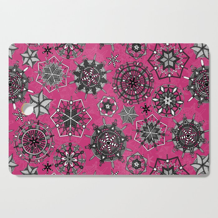 mandala snowflakes pink Cutting Board