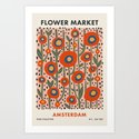 Flower Market Amsterdam, Abstract Modern Floral Print Art Print