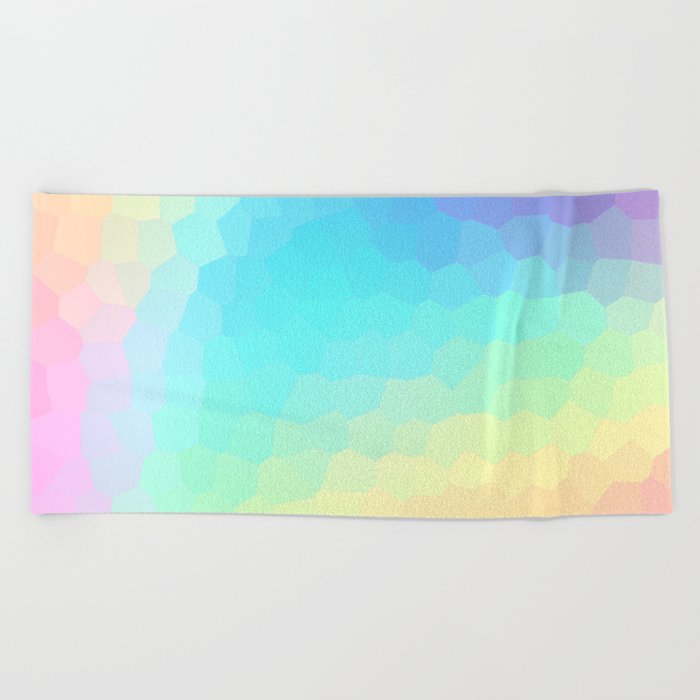 Pastel Rainbow Gradient With Stained Glass Effect Beach Towel By