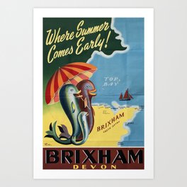 decor Brixham Devon Art Print | Railway, Classico, Graphicdesign, Grande Bretagne, Uk, Devon, Eisenbahn, Decor, Torbay, Great 
