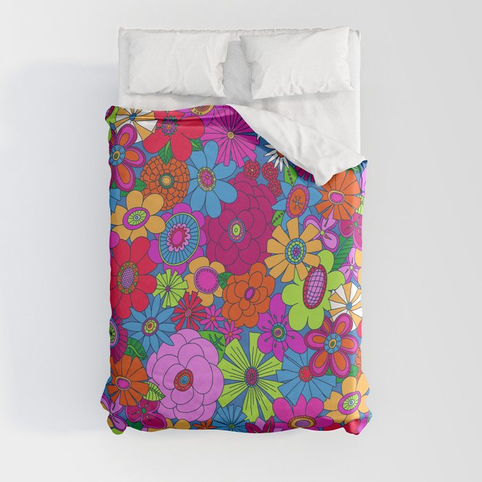 Moddy-Mod Floral (Brighter Version) by lalalamonique Duvet Cover