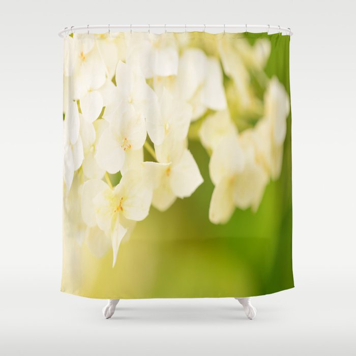 White Hydrangea On A Green Background #decor #society6 #buyart Shower Curtain