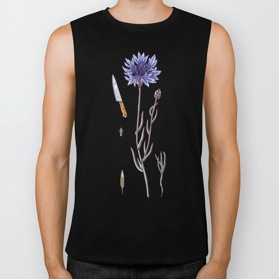 blue cornflower and knife Biker Tank