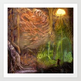 Warrior Enters a Cave of Mystery Art Print