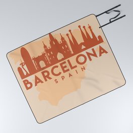 BARCELONA SPAIN CITY MAP SKYLINE EARTH TONES Picnic Blanket