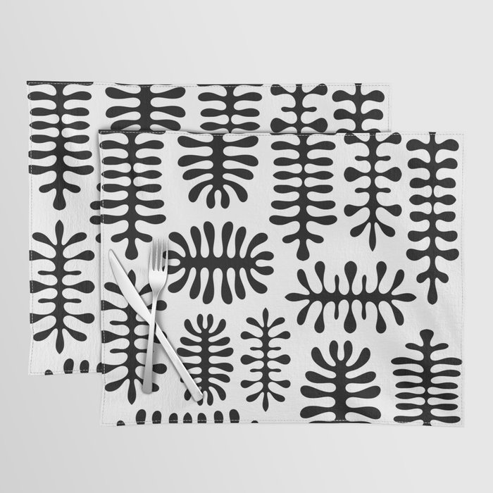 White and black seaweed inspired by Matisse Placemat