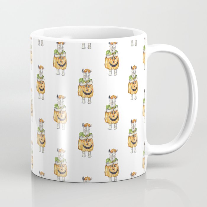  Rhinoceros pumpkin fall Painting Wall Poster Watercolor Coffee Mug