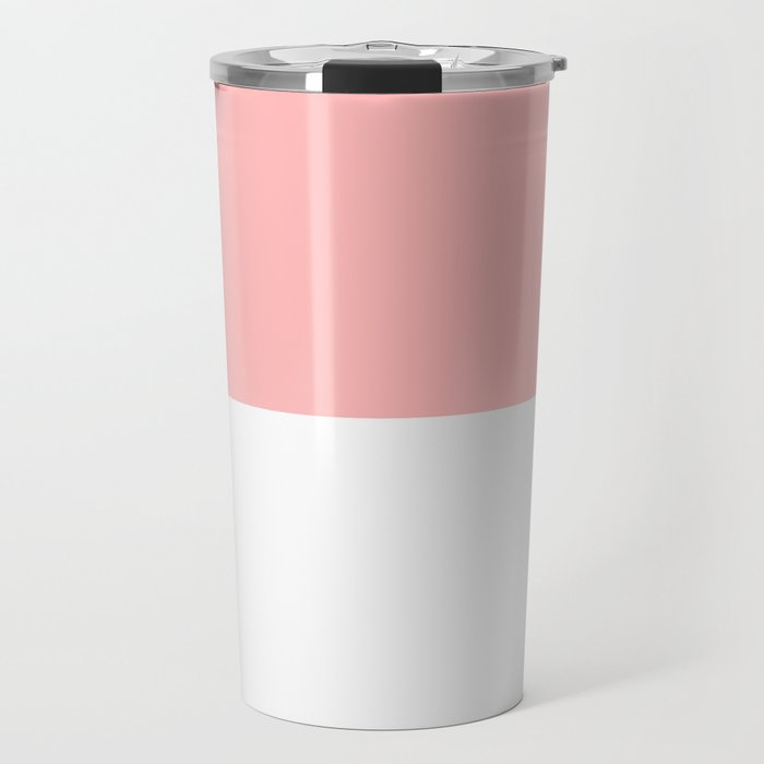 Winter Pink And White Split in Horizontal Halves Travel Mug
