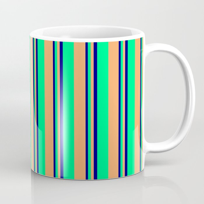 Blue, Green & Brown Colored Lines/Stripes Pattern Coffee Mug
