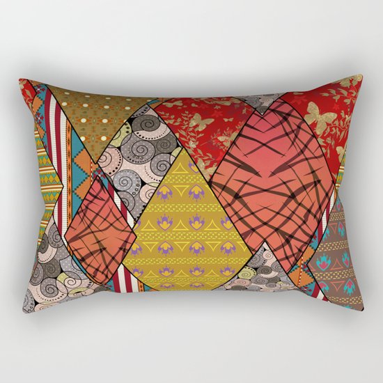 Rustic . Patchwork . Rectangular Pillow