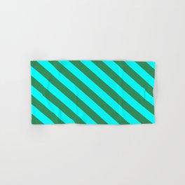 [ Thumbnail: Aqua & Sea Green Colored Lines Pattern Hand & Bath Towel ]