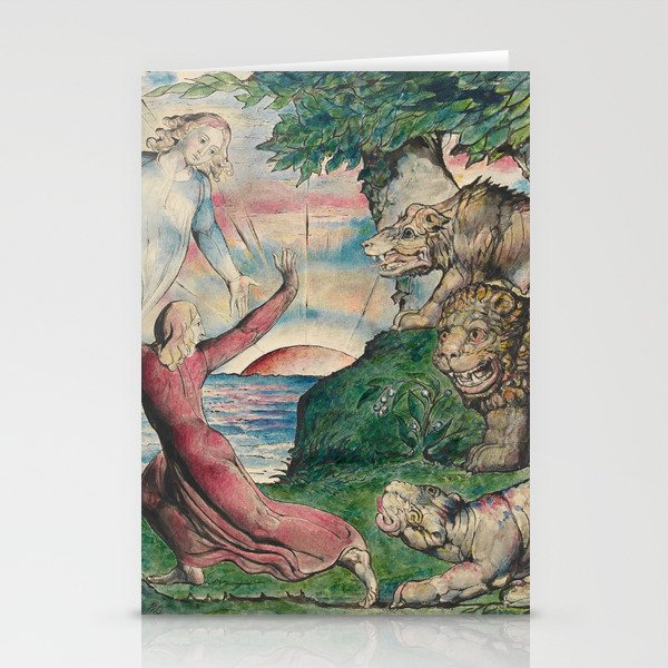 William Blake - Dante running from the three beasts Stationery Cards