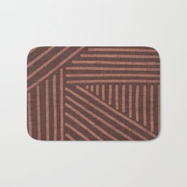 Terracotta clay lines - textured abstract geometric Bath Mat | Lineart, Rosewood, Burgundy, Nubian, Elegant, Lines, Ethinic, Moroccan, Pattern, Geometric 