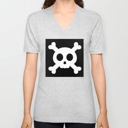 Black Pirate Flag Skull V Neck T Shirt