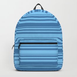 [ Thumbnail: Blue and Light Sky Blue Colored Lines Pattern Backpack ]