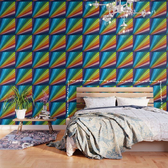 Rainbow Fan Color Blocks Wallpaper By Themedinacreativedotart