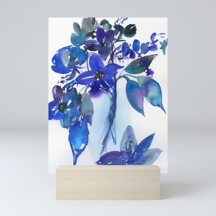 blue stillife: lily Mini Art Print