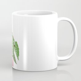 Polka Dot Begonia Potted Plant in White Coffee Mug