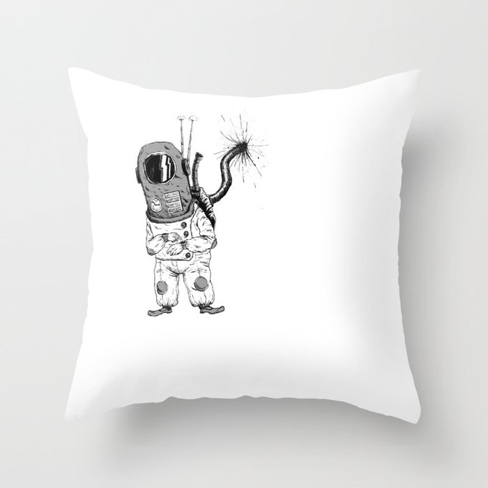 The Time Traveling Man (Black & White) Throw Pillow