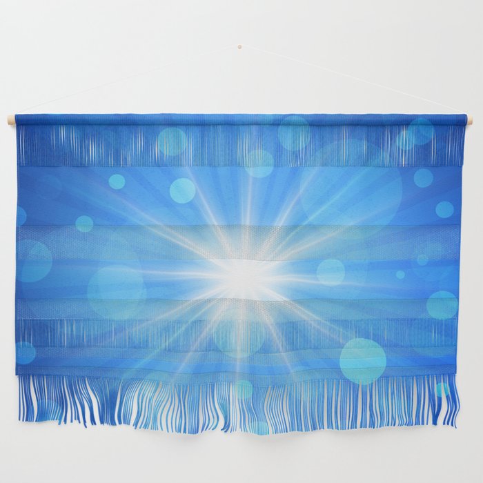 Glowing White Light on Blue Background. Wall Hanging