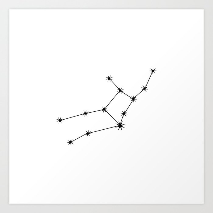 VIRGO White & Black – Zodiac Astrology Star Constellation Art Print