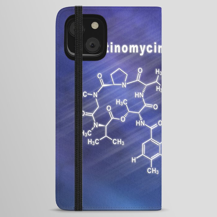 Dactinomycin cancer chemotherapy drug, Structural chemical formula iPhone Wallet Case