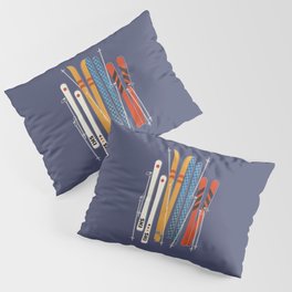 Retro Colorful Skis Pillow Sham