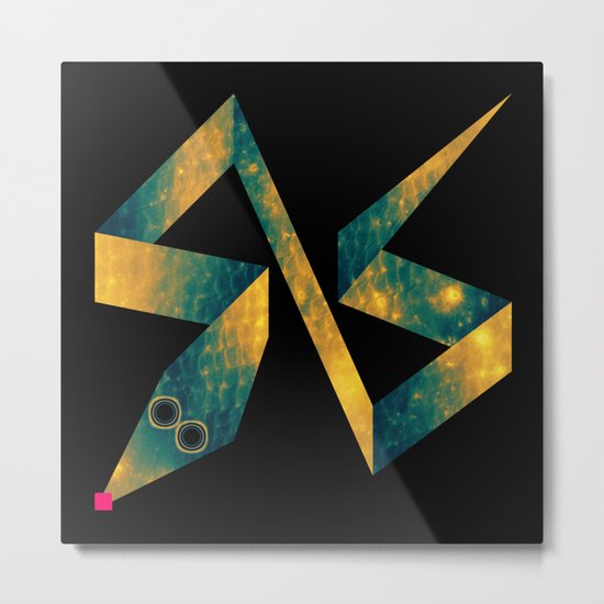 Snake Exploring Space Metal Print