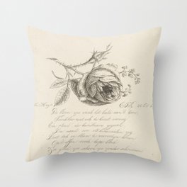 A rose and forget-me-nots, Elisabeth Johanna Koning, 1850 Throw Pillow