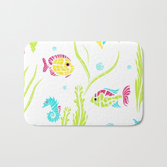Cartoon Marine fish . Bath Mat