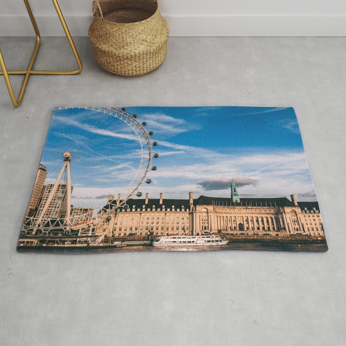 Great Britain Photography - London Eye Next To The River Thames Rug