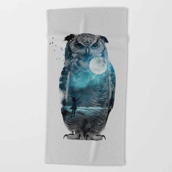OWL / MOON BALLOON Beach Towel