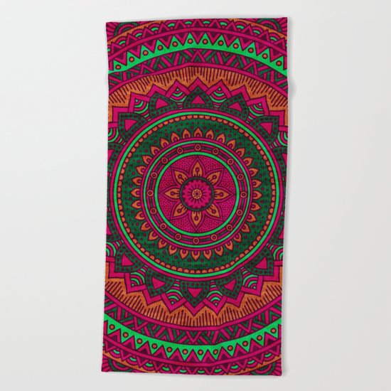 Hippie mandala 64 Beach Towel